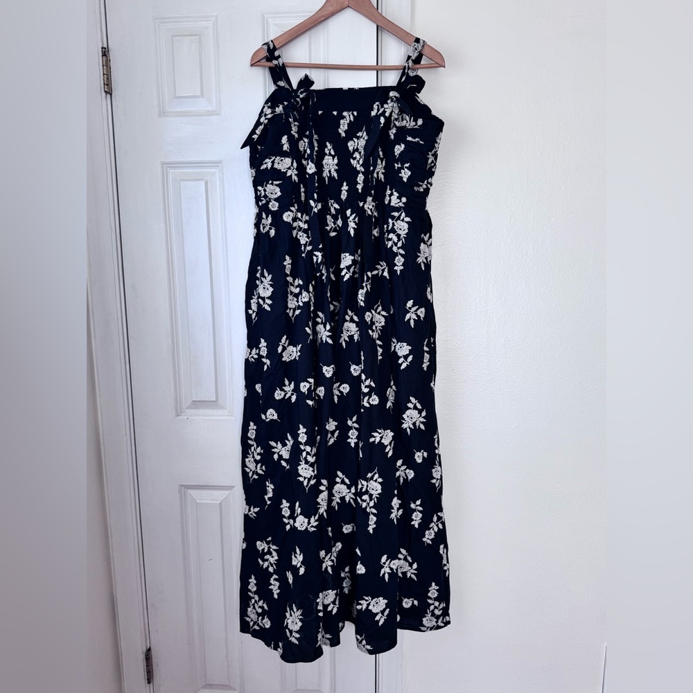 Abercrombie & Fitch Emerson Tie-Strap Maxi Black Floral Dress XLT - Picture 7 of 11